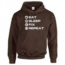 Eat Sleep Fix Repeat Kids and Adults Pull Over Hoodie for Builder Cartoon Lovers